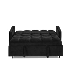 Loveseats Sofa Bed with Pull-out Bed,Adjsutable Back and Two Arm Pocket,TypeC and USB Charging with Copper nail,Black (47'x53'x31')