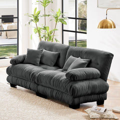 Cloud Couch 2 Seater Sofa for Living Room, Chenille 2 - Seat sofa with 2 Lumbar pillows and 2 throw pillows,Chenille Gray
