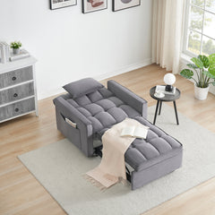 Sofa bed chair 3 in 1 convertible, recliner, single recliner, suitable for small Spaces with adjustable back black  dark grey