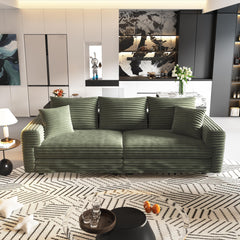 82.7 ' Plush Corduroy 3-Seat Sofa,Modern Comfy Upholstered Sofa Cloud Couch,Deep Seat Couches with Soft Pillows,Convertible Deep Seat Sofa Lounge Chair for Living Room Bedroom,Apartment,Office,Green