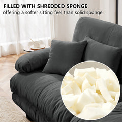 3-Seater Sectional Sofa Modular Deep Seat Sofa Couch , Chenille Sofa Soft Comfy Upholstered Furniture for Living Room, Apartment, Studio, Office,Chenille Gray