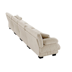 4-Seater Sectional Sofa Modular Deep Seat Sofa Couch , Chenille Sofa Comfy Upholstered Sofa for Living Room, Apartment, Studio, Office,Chenille Light coffee