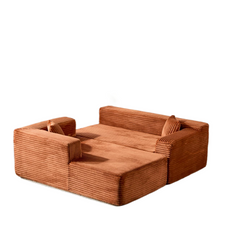 Compression Sectional Couch with Comfy Chaise, Boneless L Shape Sofa with Deep Seat, Minimalist Modular Couches Sleeper for Living Room Bedroom Apartment Lounge,corduroy,Brown