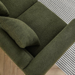 81Inch Oversized 3 Seater Sectional Sofa, Living Room Comfort Fabric Sectional Sofa - Deep Seating Sectional Sofa, Soft Sitting with 3 Pillows for Living Room, Bedroom, Office Green teddy (W834S00033)