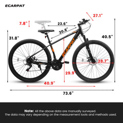 A29367 29 Inch Mountain Bike 21 Speed, Suspension Fork, Aluminum Frame Disc Brake, Mountain biking for both men and women.
