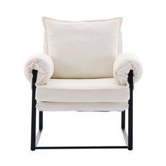 Golden Leg Adjustable Frame Sofa in Creamy White Chenille, 31.5L x 28.5W x 34.7H inches