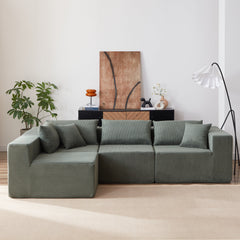 104-Inch Corduroy  Modular L Shaped Sectional Sofa,Luxury Floor Couch Set,Upholstered Indoor Furniture,Foam-Filled Compressed Sofa for Living Room,Bedroom,4 PC Free Combination