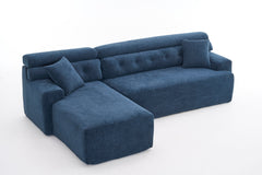 105'' Cloud Sectional Couch with L-Shape Chaise,Modern Modular Sofa with Deep Seat, Boneless Sofa for Living Room Bedroom,No Assembly Required,Blue.