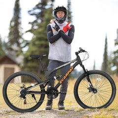 A26207 26 Inch Steel Frame Shock Fork Plus Shock Absorber 21-speed Unisex Mountain Bike