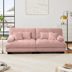 Cloud Couch 2 Seater Sofa for Living Room, Chenille 2 - Seat sofa with 2 Lumbar pillows and 2 throw pillows,Chenille Pink