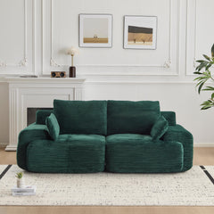 Modern Memory Foam Compressed Sofa,2 Seater Large Sectional Couches for Living Room,Pet-Friendly Cloud Modular Sectional Sofa,Corduroy Fabric,Extra Deep Loveseat,No Assembly required, Green
