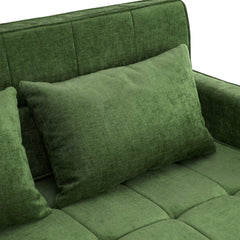 Convertible Loveseat Sofa Bed with Adjustable Backrest, USB Ports, Phone Holder, Side Pockets, Green Chenille, 56.9'