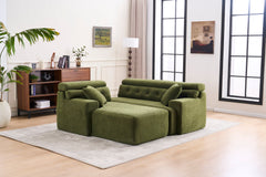 105' Modula Compression Sponge L-Shaped, Chesterfield-Inspired Design, No-Assembly Chenille Couch, 30D High-Density for Living Room, Bedroom, Apartment.Green.