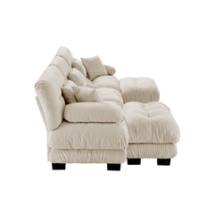 Luxury Modular Sectional Sofa Couch - Oversized U Shaped Cloud Couch for Living Room,Deep Seat Sofa Couch with 2 Ottomans ,Chenille Light coffee