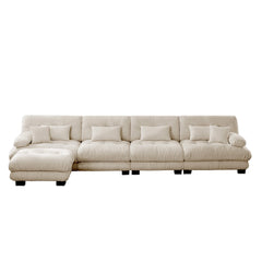 Free Combination, Modular Sectional Sofa,L Shaped Couch for Living Room, 4-Seater Comfy Cloud Couch with Convertible Ottoman, , Chenille Light coffee