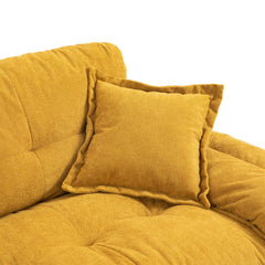 84' Chenille Sofa Small Sofa Loveseat Deep Seat Sofa Couch with 2 Throw Pillows & Memory Foam for Living Room Apartment Office Lounge-Yellow