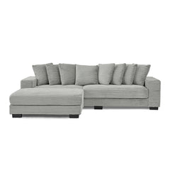 Corduroy Tufted Upholstered Sleeper Sectional Sofa, L-Shaped Modular Convertible Sofa , Can freely change the position of the footrests-Gray(Assembly is required)