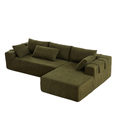 Modern Chenille Upholstered Sectional Sofa Couch Set,Modular 108' L Shaped Sectional Living Room Sofa Set With 6 Pillows,Free Combination Sofa Couch for Living Room,Bedroom(Right Chaise)W834P240007