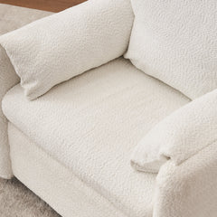Swivel-Modern Swivel Accent Chair Single Seater - 360° Rotating Lounge Chair with Chenille Fabric & High-Resilience Cushion, Ergonomic Reading Sofa Chair for Living Room,Bedroom,Office-Ivory White