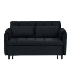 52 'black modern velvet sofa, sofa pull-out bed, small love seat casual sofa with back, pillow, pockets, living room furniture, 3 in 1 convertible sleep sofa bed.