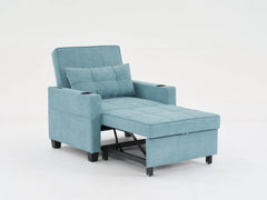 Futon Chair Bed Convertible Chair 3-in-1 Pull Out Sleeper Chair Beds with USB Ports,Wear-resistant and Anti-scratch,  Armchair Bed Sleeper for Living Room (Green Scratch Cloth)