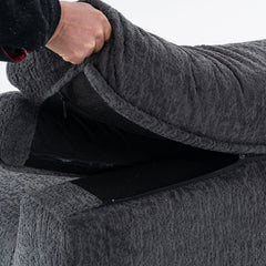LY-029 GRAY COMPRESSION SOFA: 4-seater combined sofa, Wood Grain Chenille fabric, full sponge compression sofa,combined sofa with 2 pillows  for living/ Home Furniture/ Apartment