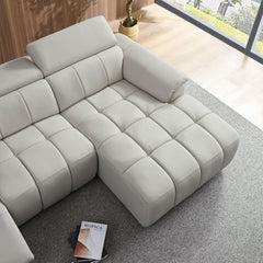 Wall-Hugger Reclining Sofa Modern Electric Control Genuine Leather L Shaped Couch,Lounge Seat Theater Seating Furniture with USB Port, Sofa with Headrest & Footrest for Living Room,Apartment,Office