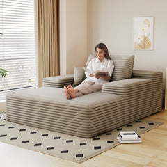 68'*51' Chaise Lounge Chair Indoor, Oversized Upholstered Sofa Bed, Sleeper Couch Reading Chairs Fluffy Plush Faux Fur Cloud Sofas Couches for Living Room,Camel