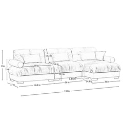 Super Comfort Oversized Modular Velvet Sectional Sofa Couch with Movable Ottoman in Cream