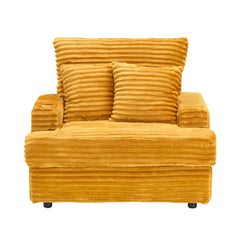 39-inch Spring upholstered armchair and Ottoman set - comfortable single sofa with cup holder and corduroy fabric, perfect for living room or bedroom