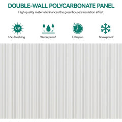 [10x12FT] Extra Large Heavy Duty Polycarbonate Aluminum Greenhouse With Sliding Doors And Vents (92574183)