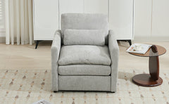 Cozy Upholstered Armchair Oversized Comfy Cloud Sofa Double Cushion Single Sofa in Light Grey Chenille, 31.9'