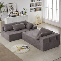 Modern Chenille Upholstered Sectional Sofa Couch Set,Modular 108' L Shaped Sectional Living Room Sofa Set With 6 Pillows,Free Combination Sofa Couch for Living Room,Bedroom(Left Chaise)W834P240001