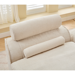 [NEW ARRIVED] [VIDEO PROVIDED]Modular Sofa,No Armrests,At will DIY,Soft Chenille Fabric,Neck Pillow-Back Lounge Sofa Chair,Reading Nook, or Apartment Living, Lumbar Pillow,2 Seats,Upholstered,Beige