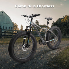 A2605D 26-Inch Mountain Bike with Front Suspension Shock Absorption, Disc Brakes, 21-Speed Gear System, 85% Pre-assembled, Ideal for Mountain, Sand, and Snow Cycling