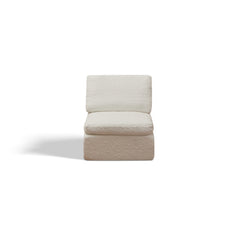 Cloud Style L-Shape Modular Sectional Sofa with Ottoman, 3 Seater Convertible Couch in Warm White, Chenille Fabric, 110' Width