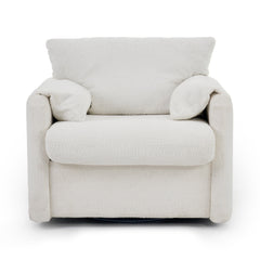 Swivel-Modern Swivel Accent Chair Single Seater - 360° Rotating Lounge Chair with Chenille Fabric & High-Resilience Cushion, Ergonomic Reading Sofa Chair for Living Room,Bedroom,Office-Ivory White