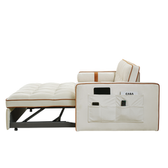 Modern 55.5' Pull Out Sleep Sofa Bed 2 Seater Loveseats Sofa Couch with side pockets, Adjsutable Backrest and Lumbar Pillows for Apartment Office Living Room