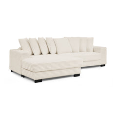 Corduroy Tufted Upholstered Sleeper Sectional Sofa, L-Shaped Modular Convertible Sofa , Can freely change the position of the footrests-Beige(Assembly is required)