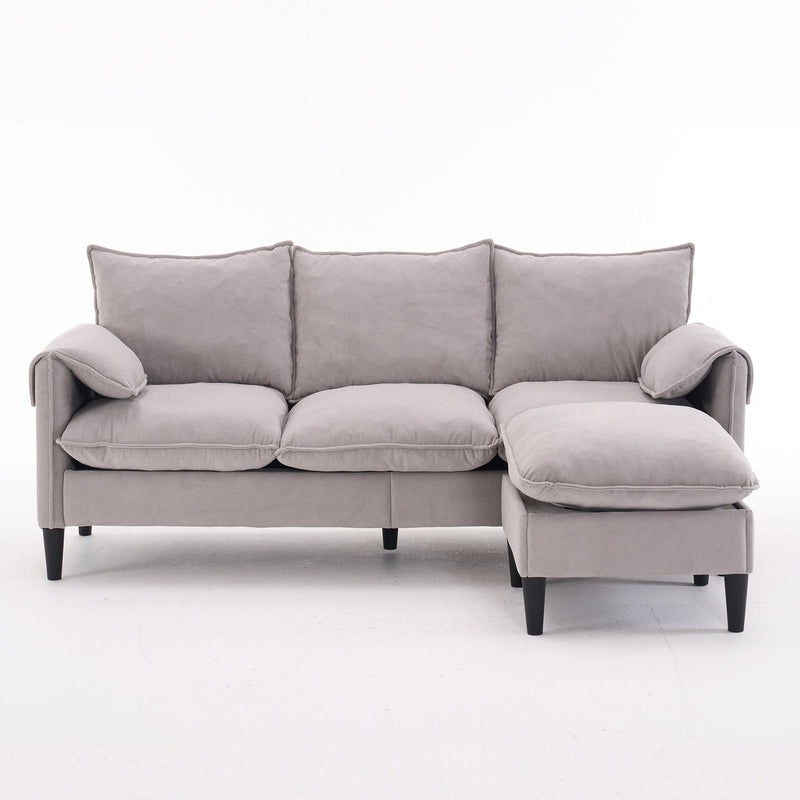 Convertible Combination Sofa, Sofa L-Shaped, Sofa with Footstools with Storage, Beige Sofa for Living Room, Living Room/Bedroom/Office/Small Space 3-Seater Combination Sofa - Beige