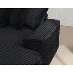 [NEW ARRIVED] [VIDEO PROVIDED] Oversized Two-Piece  Couches,  L Shaped Sofa, Corduroy, Right Chaise Daybed,with Armrests,Eight Throw Pillows,Corner Sofa,Easy To Assemble,  Black