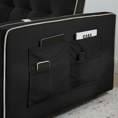 Modern 55.5' Pull Out Sleep Sofa Bed 2 Seater Loveseats Sofa Couch with side pockets, Adjsutable Backrest and Lumbar Pillows for Apartment Office Living Room