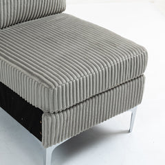 Modular Sectional Sofa Armless Seat Module, Corduroy Accent Chair with Back Cushion, Gray
