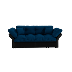 74.8' Queen Pull Out Sofa Bed, 3-in-1 Convertible Sleeper Tufted Sofa with 2 Soft Pillows,Multi-Functional Velvet Loveseat Bed,Blue(Old Sku:W1885S00083/W1885S00130)