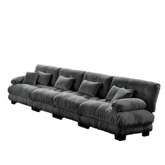 4-Seater Sectional Sofa Modular Deep Seat Sofa Couch , Chenille Sofa Comfy Upholstered Sofa for Living Room, Apartment, Studio, Office,Chenille Gray