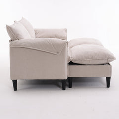 Convertible Combination Sofa, Sofa U-Shaped, Sofa with Footstools with Storage, Beige Sofa for Living Room, Living Room/Bedroom/Office/Small Space 2-Seater Combination Sofa - Beige