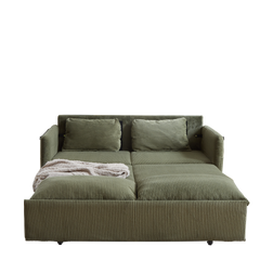 MH'' 64.5 Inch Sleeper Sofa Bed  3-in-1 Adjustable Sleeper with Pullout Bed   2 Pillows and Side Pockets  Soft Corduroy Convertible Sleeper Sofa Bed for Living Room Bedroom Apartment Office