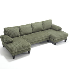 [VIDEO provided][New]U-Shaped Couch with Oversized Seat,4-Seat Sofa  with Double Chaise,Comfortable and spacious indoor furniture for Living Room,Apartment