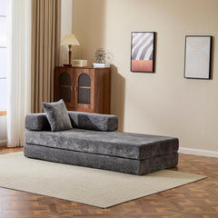 Floor Couch,Compression Sofa,Convertible Floor Sofa Bed-with Pillow Back Support Armrest,Comfy Futon Couch Lounge Sleeper Bed,Chenile fabric,for Living Room Bedroom (DARK-GREY)