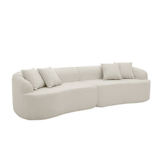 Curved Modular Sectional Sofa in Lamb's Wool Fabric, Modern Minimalist Style, Compressed (No Assembly Required), Comfy for Living Room & Bedroom - Beige